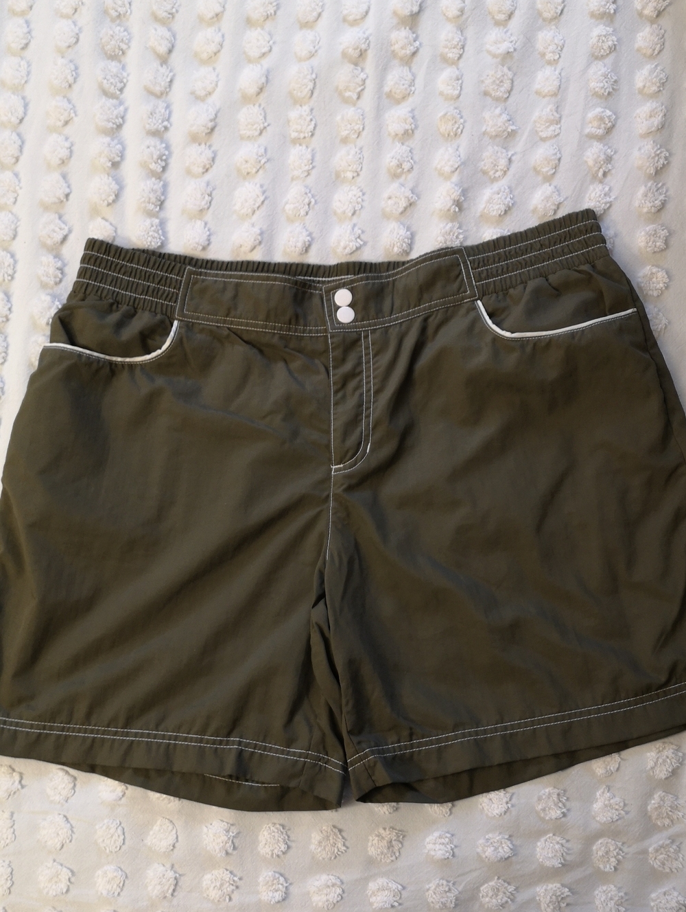 Merona Women's Size L Olive Green Athletic Shorts with White Trim